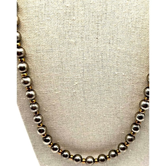 Vintage Silver & Gold Tone Beaded Necklace - Picture 3 of 7